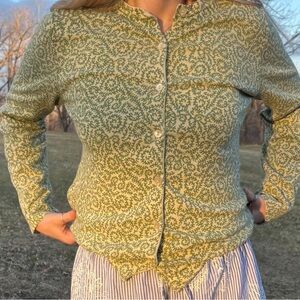 Green Patterned Button-Up Shirt